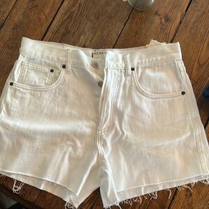 Free People White Jean Shorts Distressed raw edge bottoms NWT